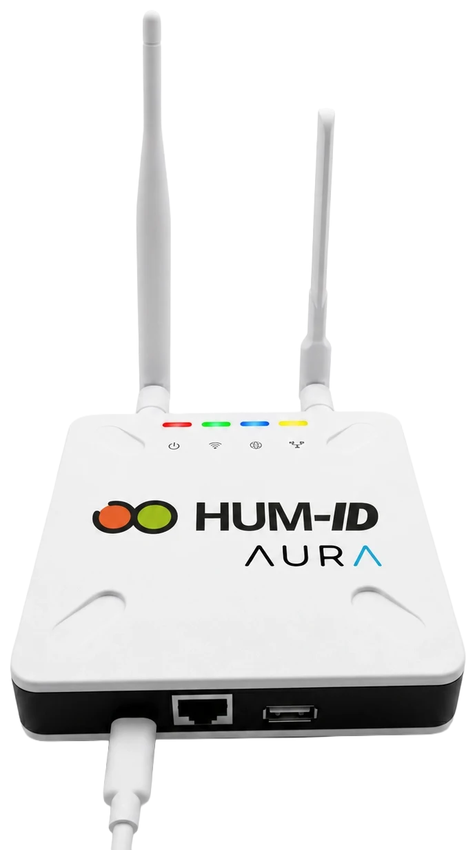 HUM-ID AURA Gateway mit zwei Antennen und LAN-Anschluss
