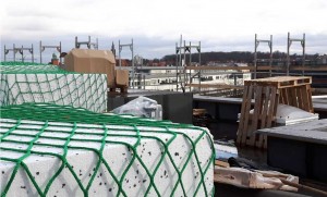 Baustellenmaterial, Flachdach, Sensoren