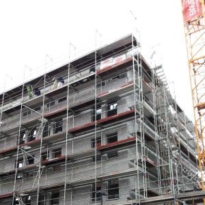 Baustelle Flachdach von unten Sensoren Leckortung